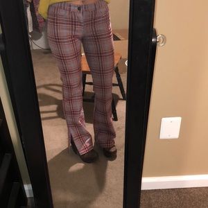 Retro plaid 90s style flare pants